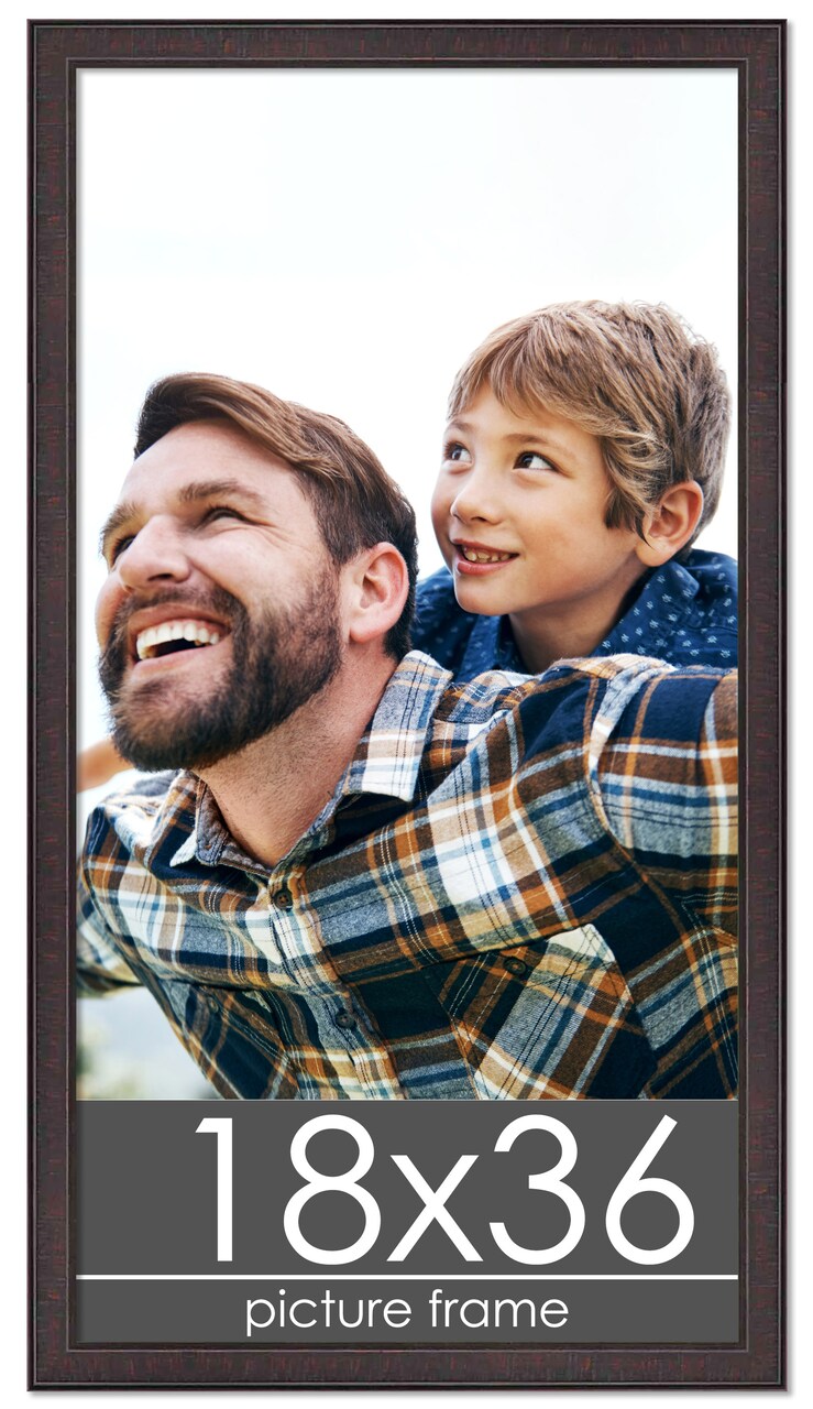 Panoramic Textured Brown Picture Frame - UV Acrylic, Foam Board Backing, Hanging Hardware